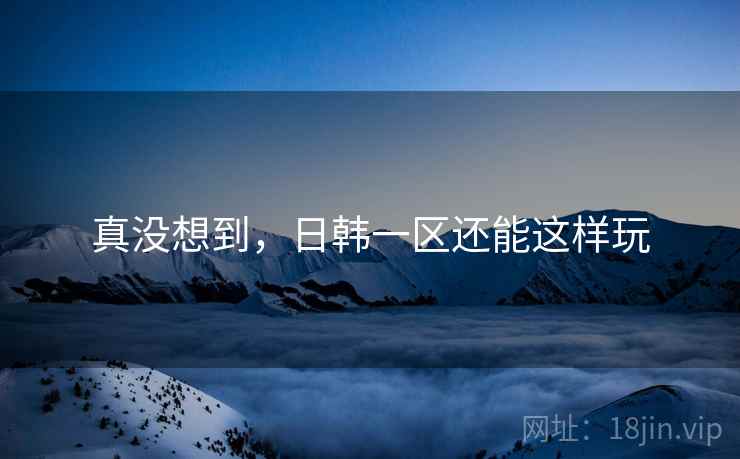 真没想到，日韩一区还能这样玩  第2张